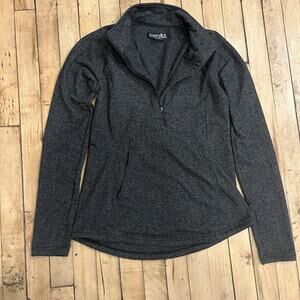 Kyodan Outdoor Herringbone Quarter Zip Sweatshirt Gray Pullover Women S
